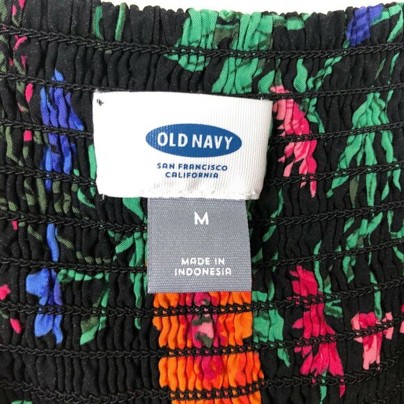 Old Navy M Mini Dress Smocked Back Pleated Floral Womens Sleeveless Pullover - Picture 7 of 8